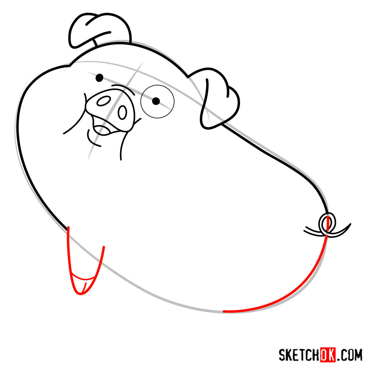 How to draw Waddles - step 05