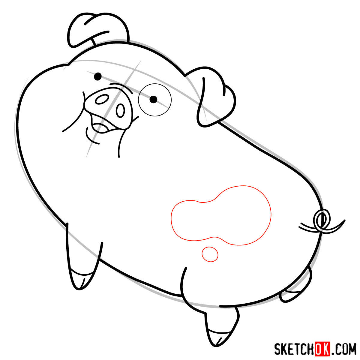 How to draw Waddles - step 07