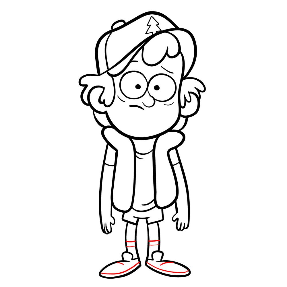 How to draw sad Dipper - step 18