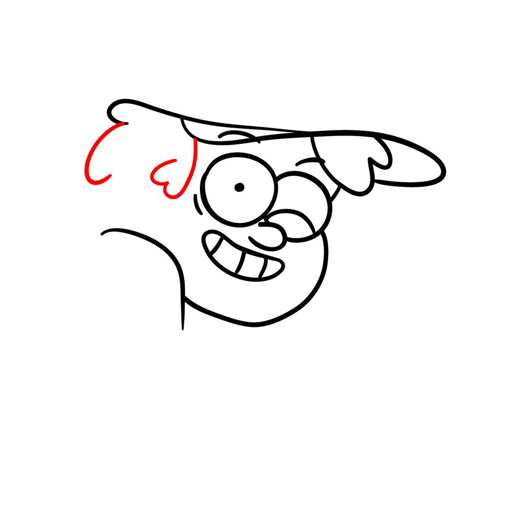 How to draw winking DIpper - step 10
