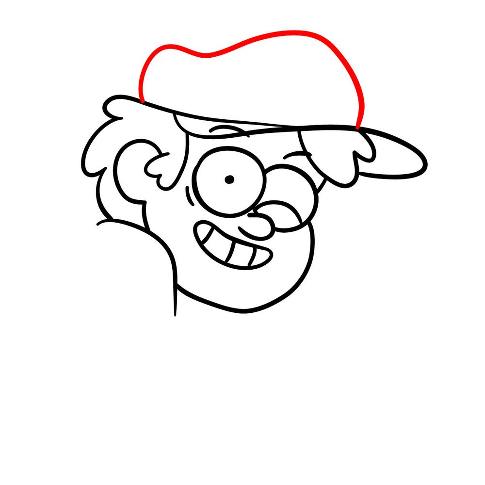 How to draw winking DIpper - step 12