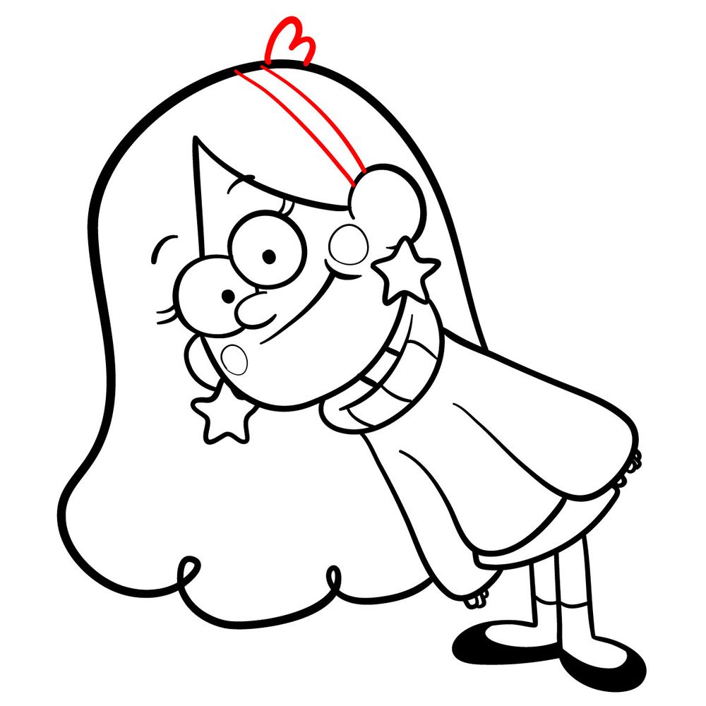 How to draw curious Mabel - step 20