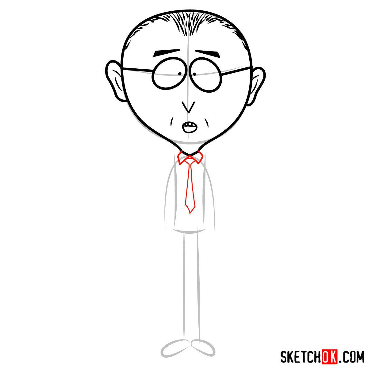 How to draw Mr. Mackey from South Park - step 04