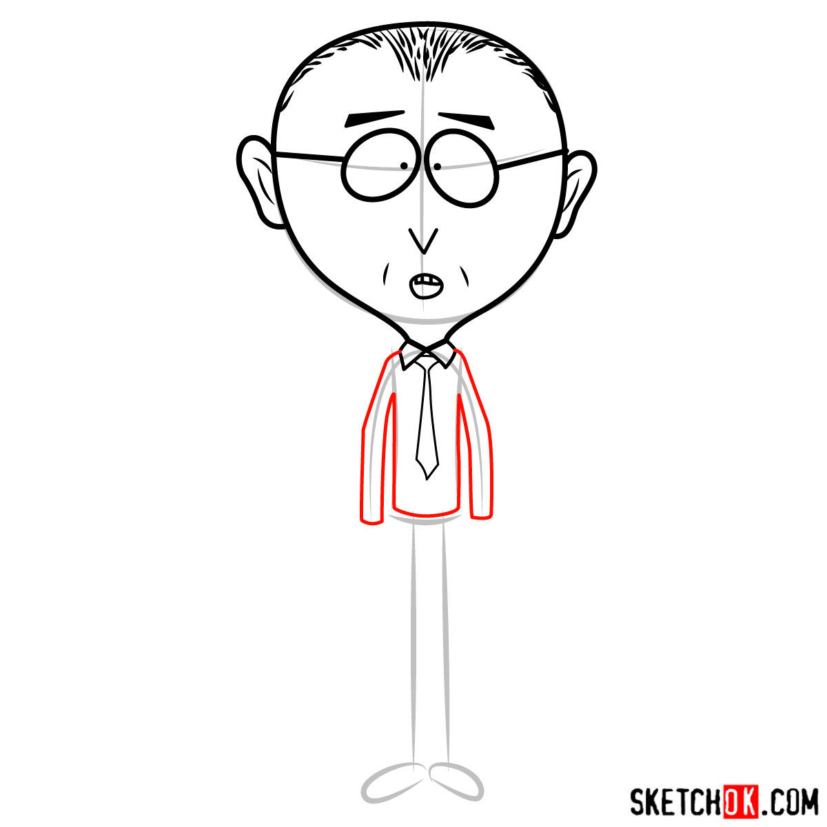 How to draw Mr. Mackey from South Park - step 05