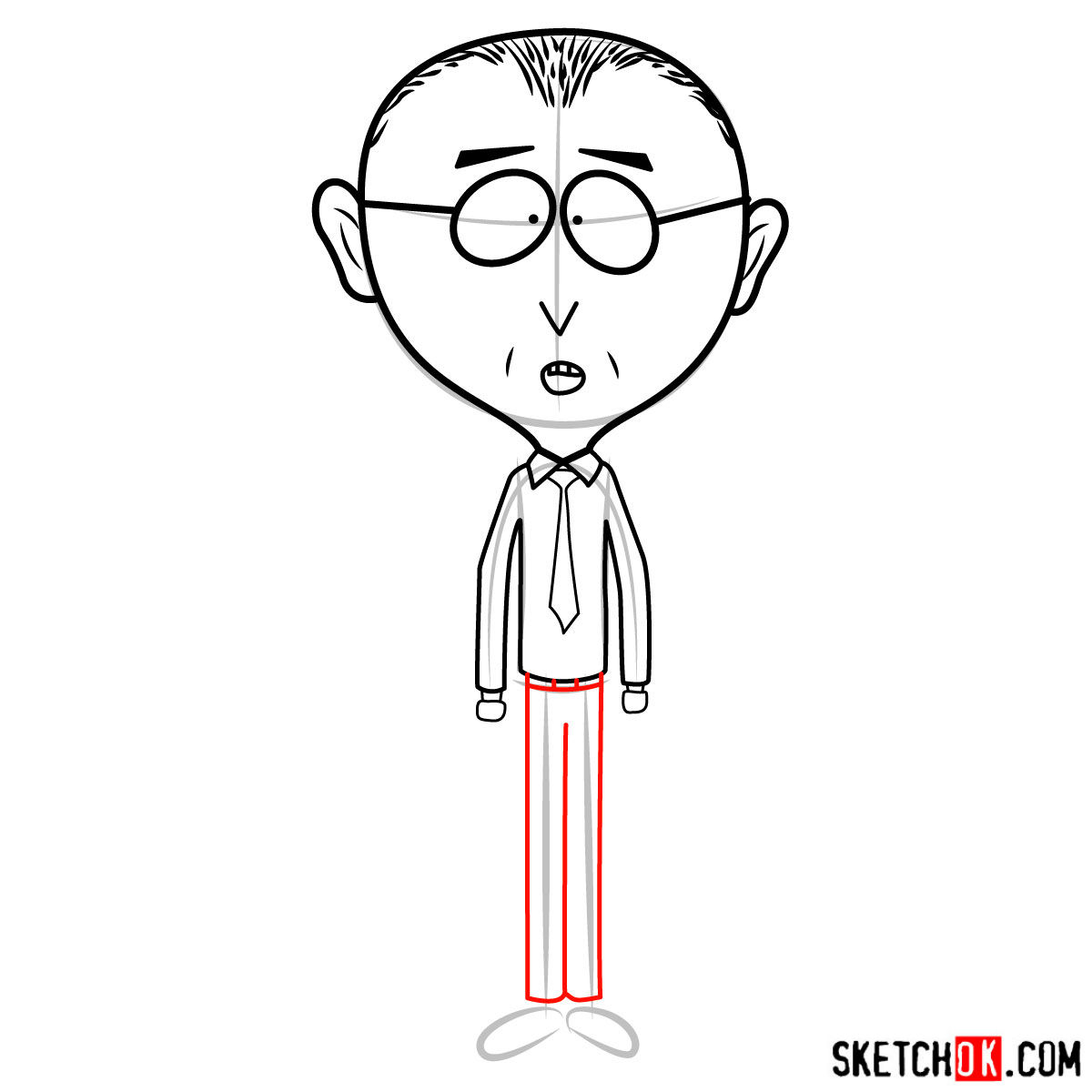 How to draw Mr. Mackey from South Park - step 07