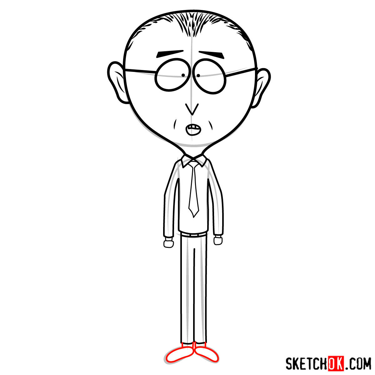 How to draw Mr. Mackey from South Park - step 08