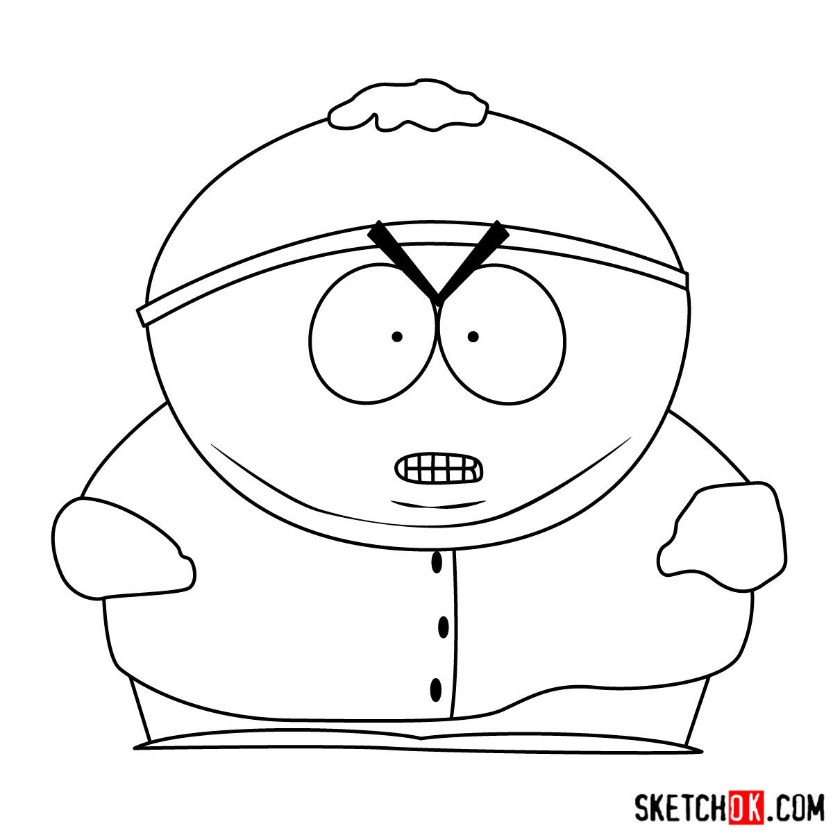 How to draw angry Eric Cartman - step 07