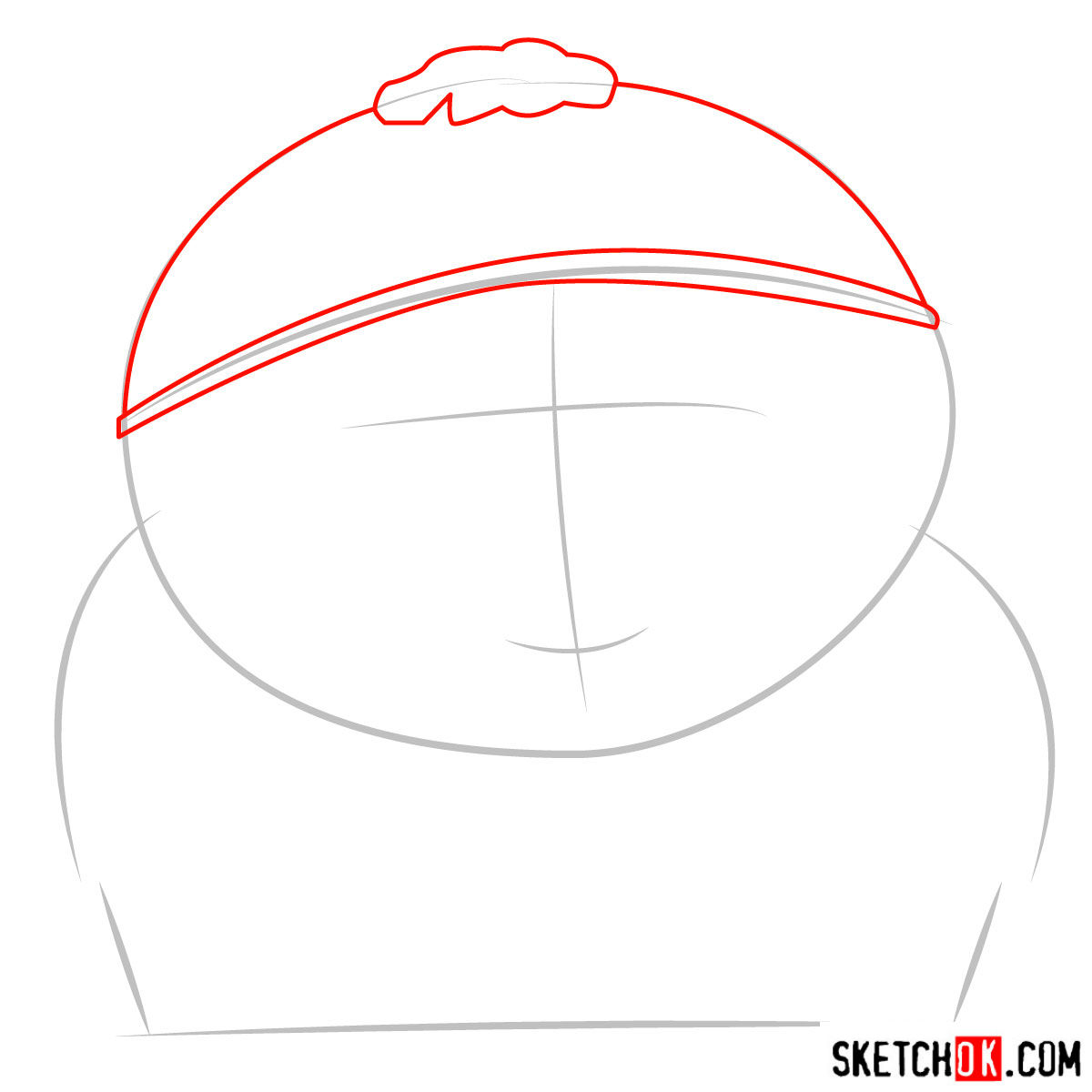 How to draw tricky Cartman from South Park - step 02