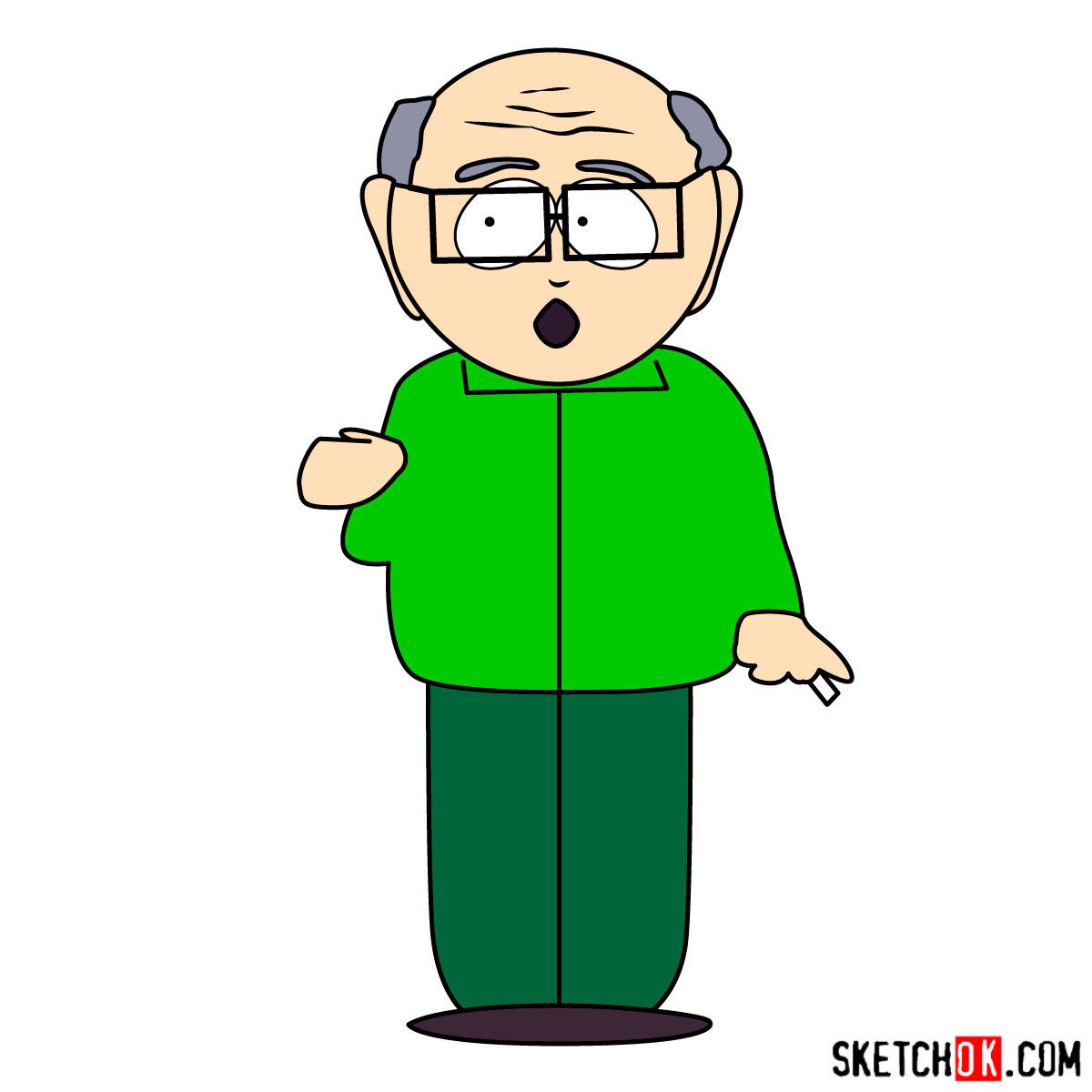 How to draw Herbert Garrison from South Park