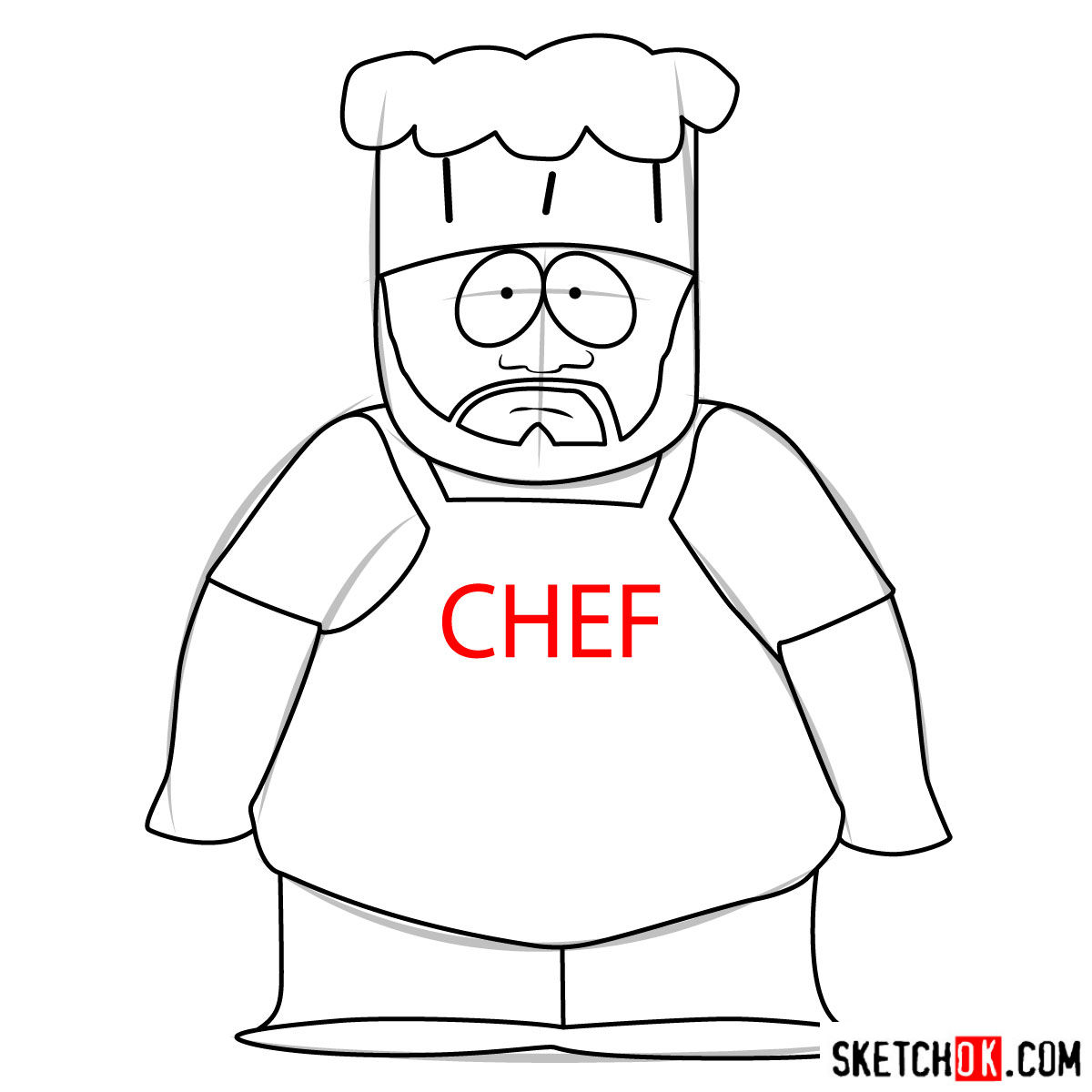 How to draw Chef McElroy - step 08