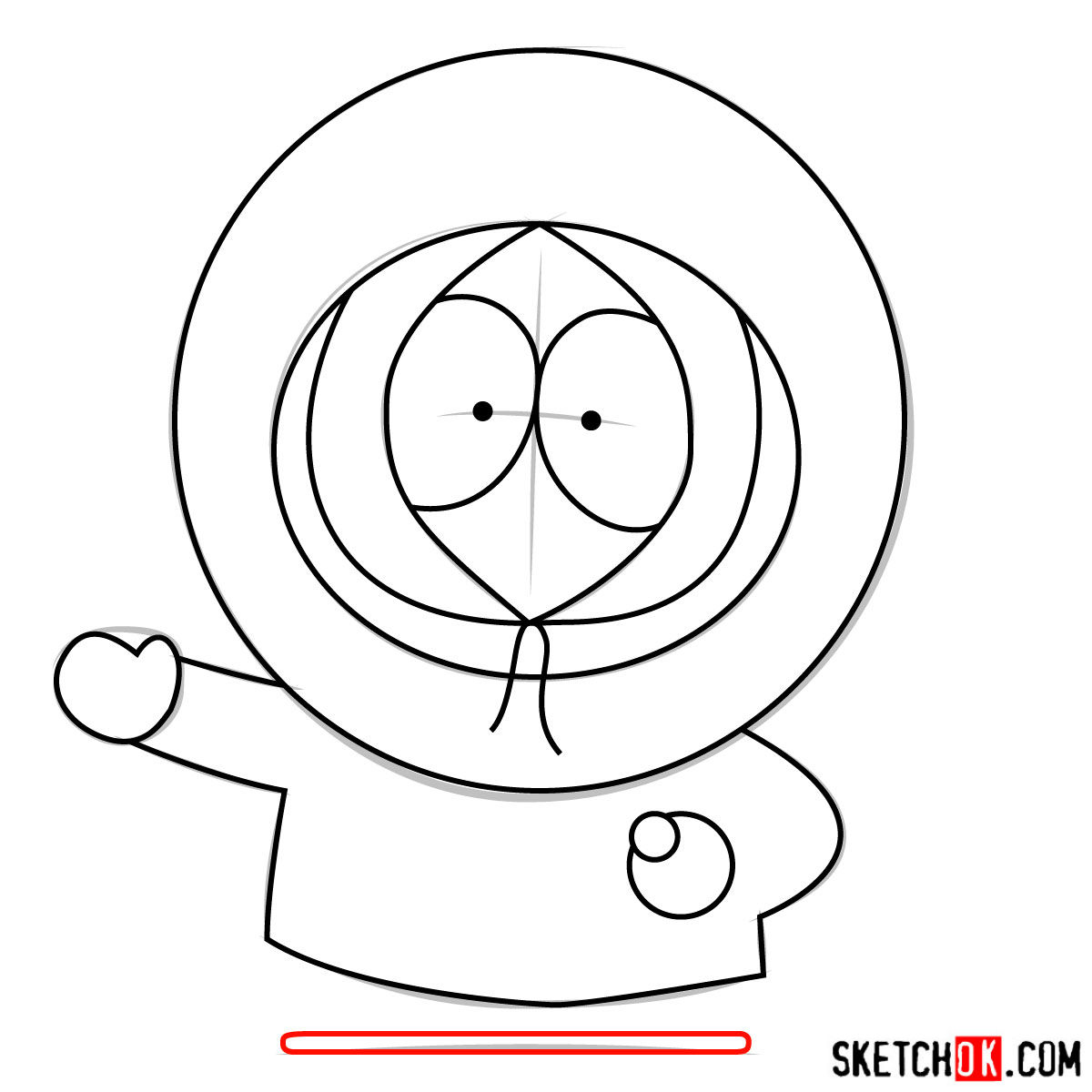 How to draw Kenny McCormick - step 07