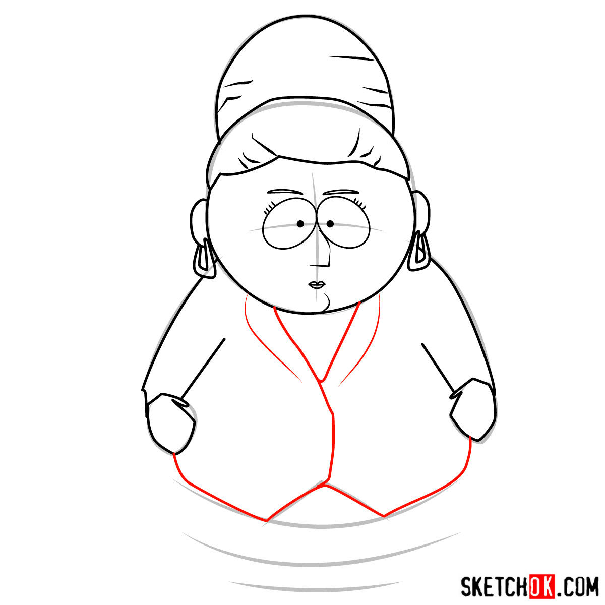 How to draw Sheila Broflovski, Kyle's mom - step 06