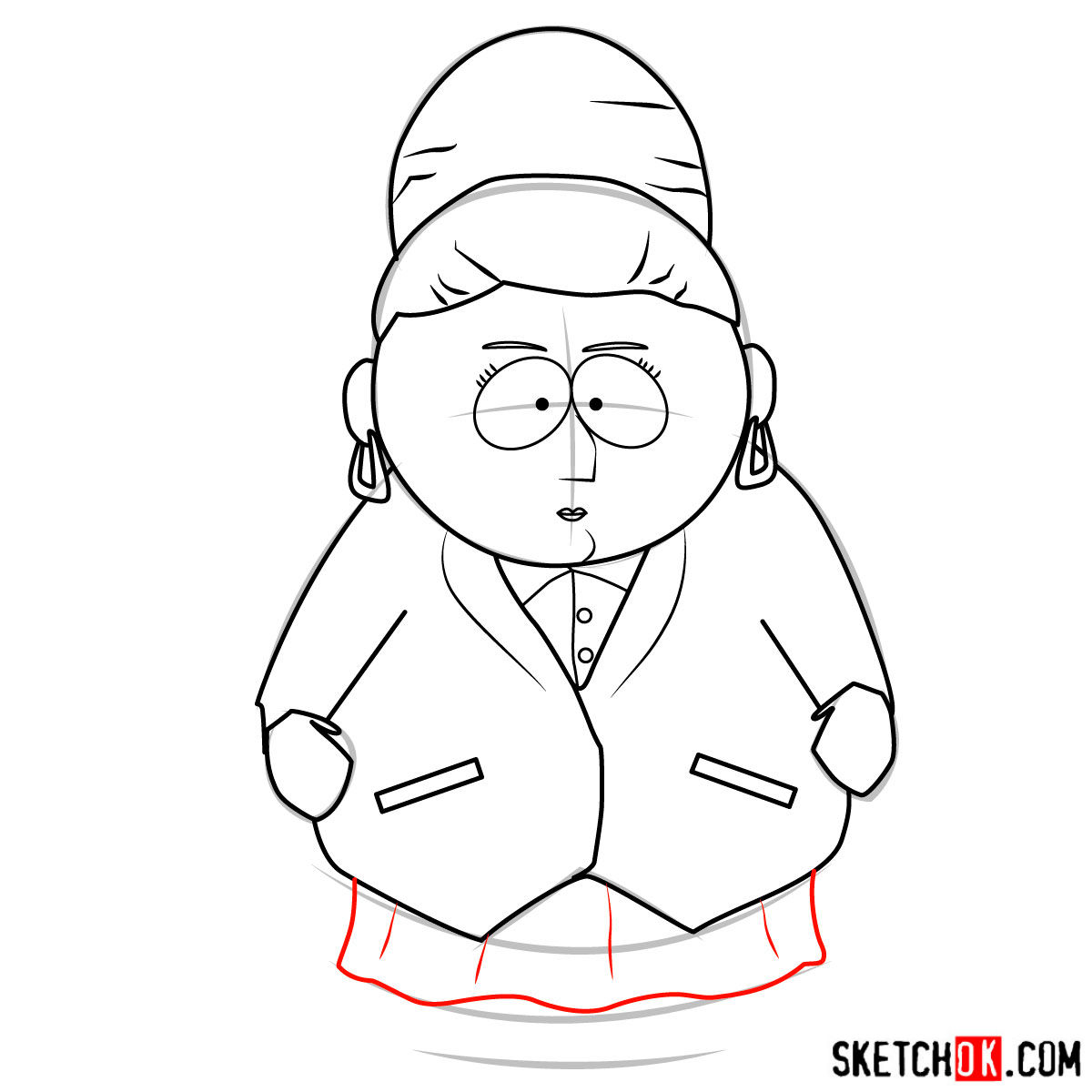 How to draw Sheila Broflovski, Kyle's mom - step 08