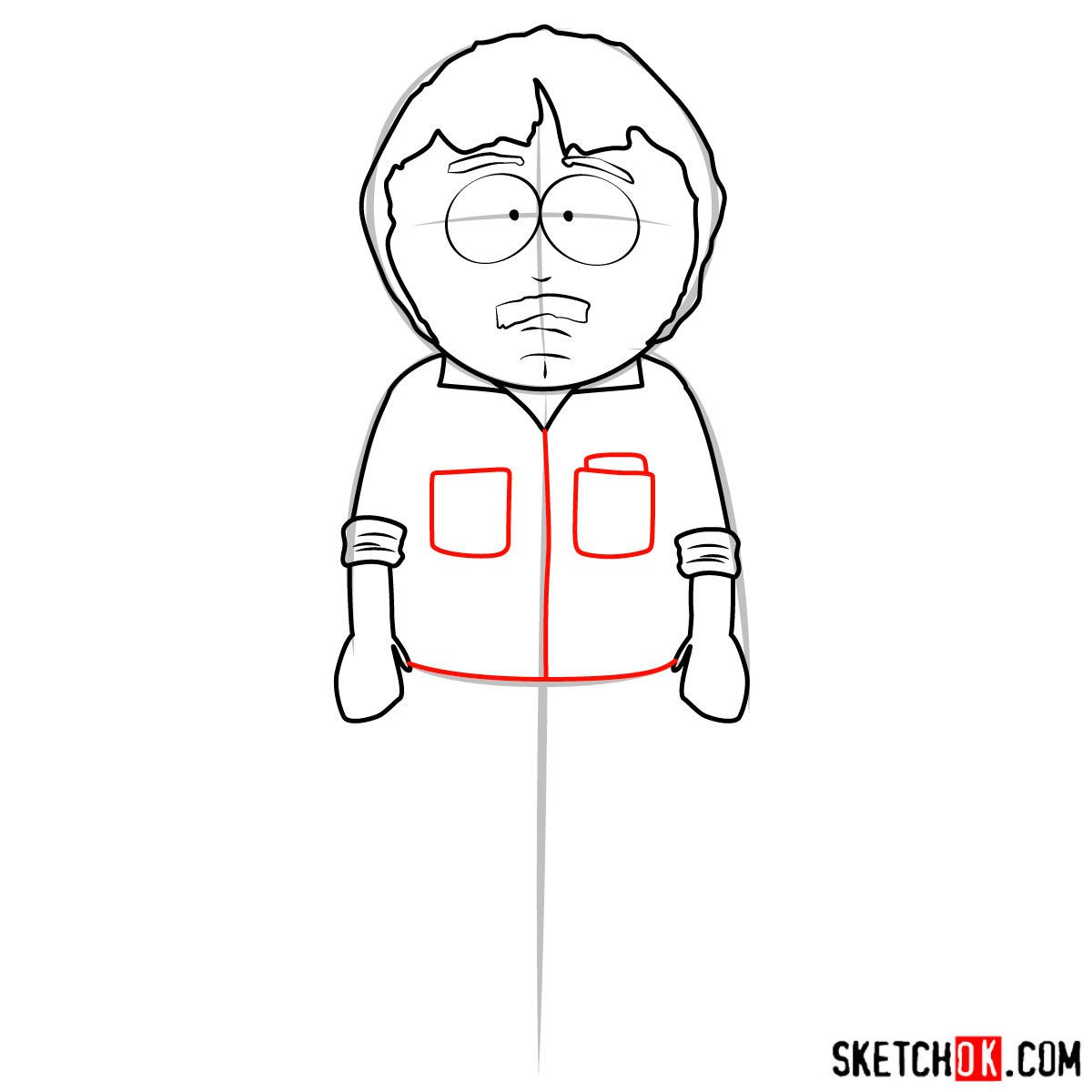How to draw Randy Marsh, Stan's father - step 06
