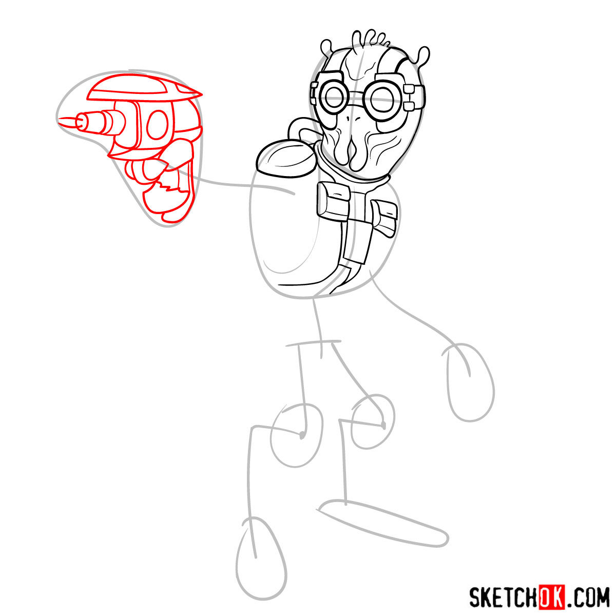 How to draw Krombopulos Michael - step 07