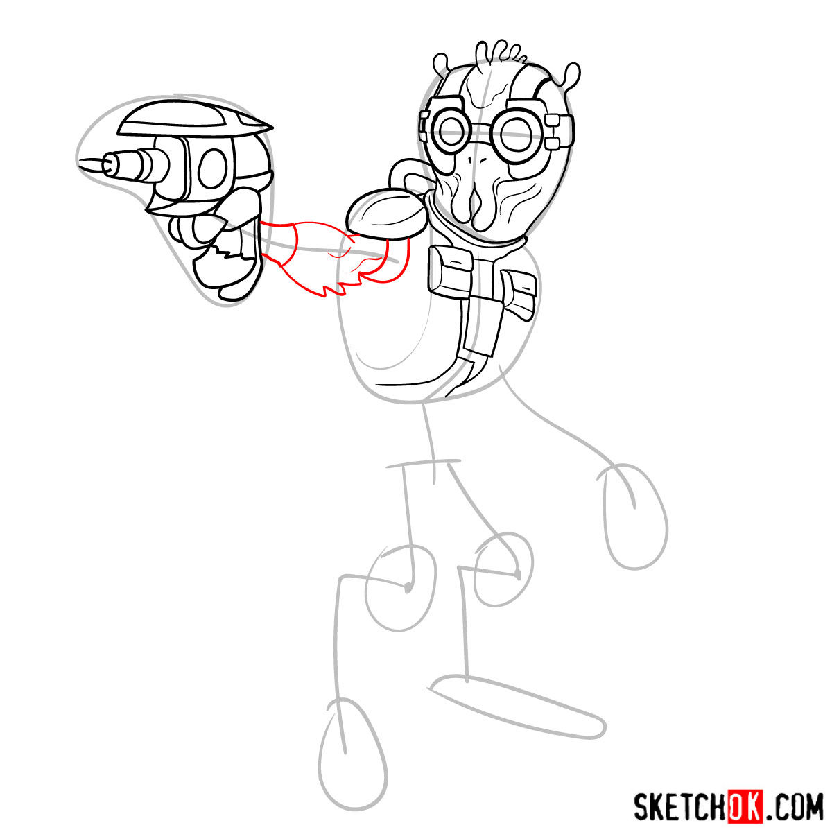 How to draw Krombopulos Michael - step 08