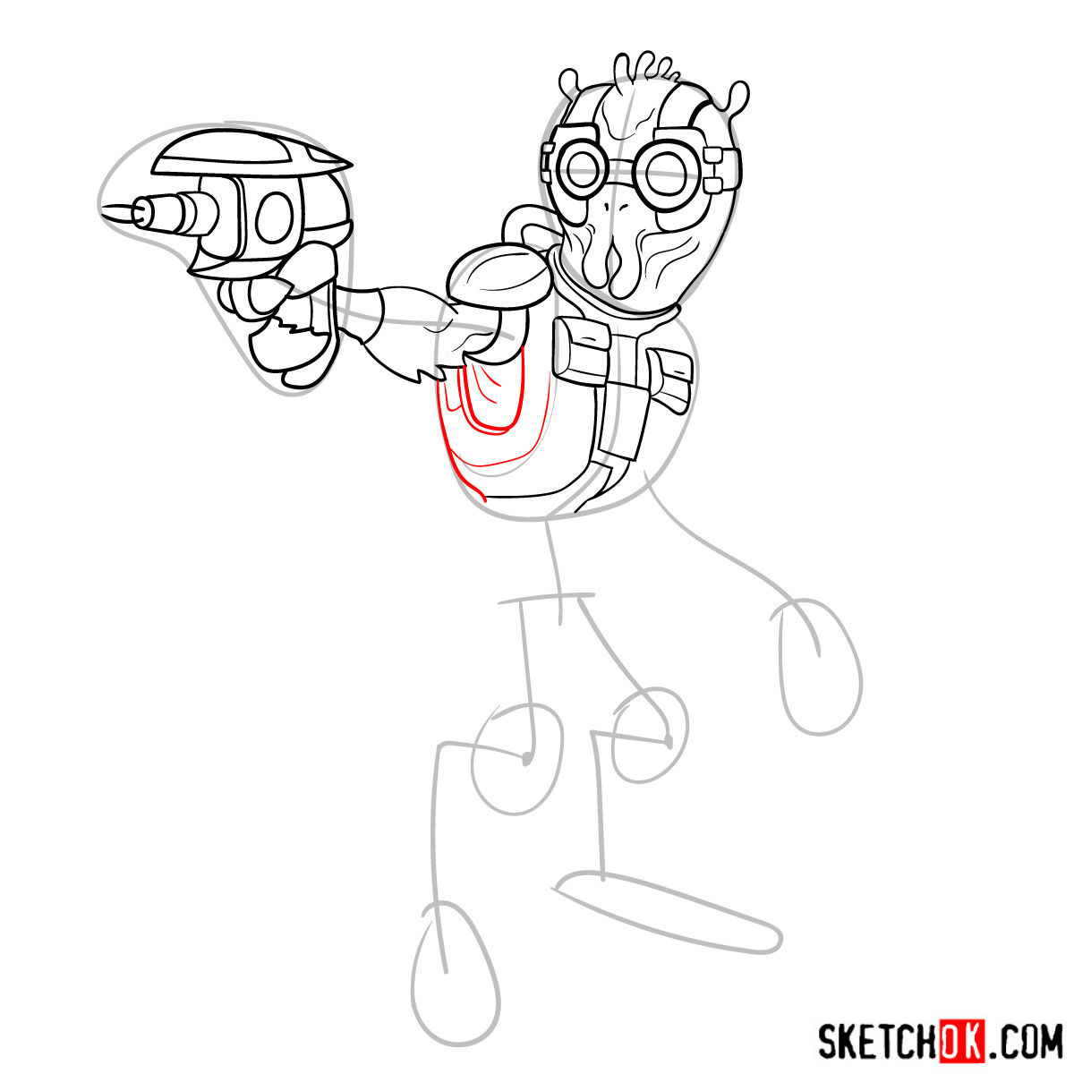 How to draw Krombopulos Michael - step 09