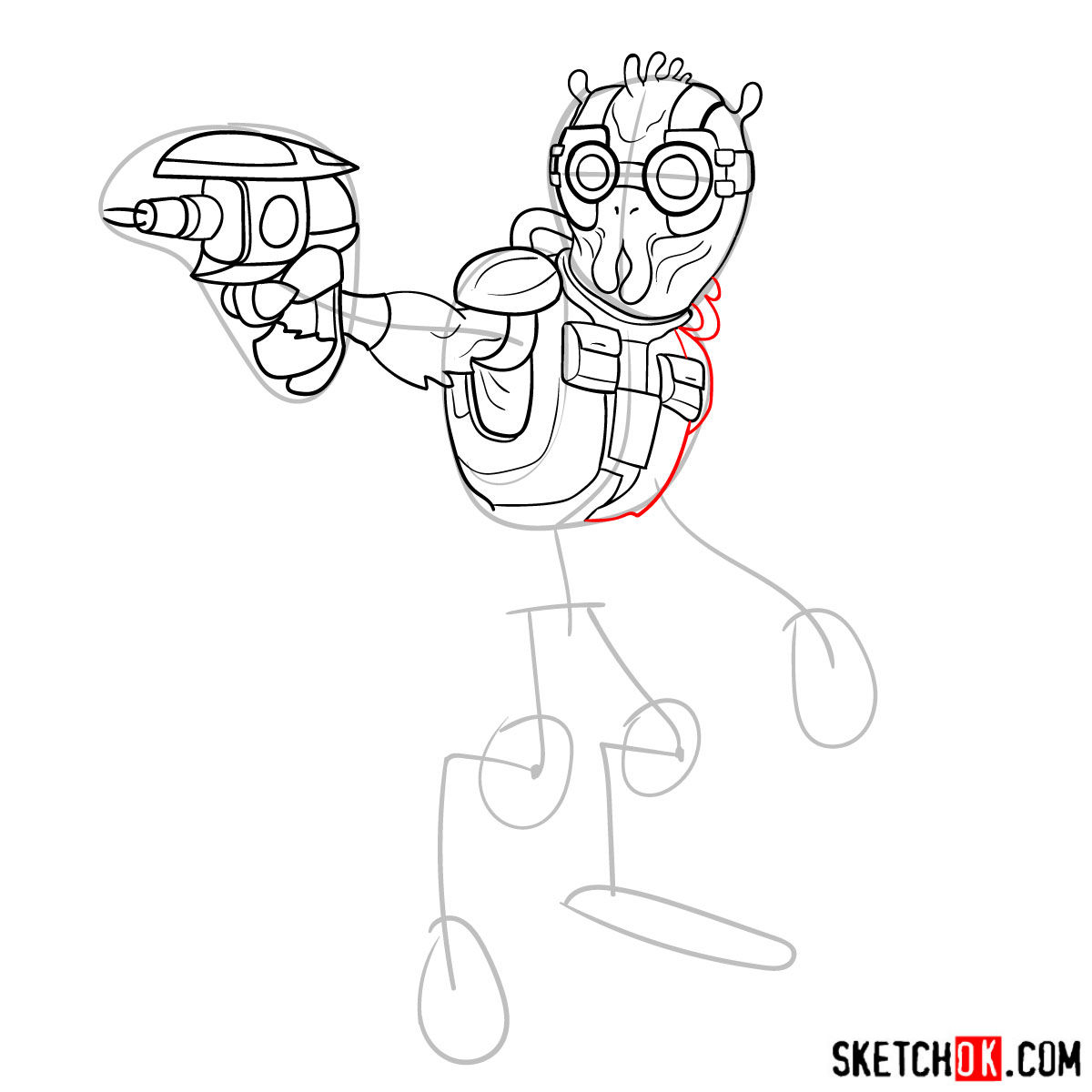 How to draw Krombopulos Michael - step 10