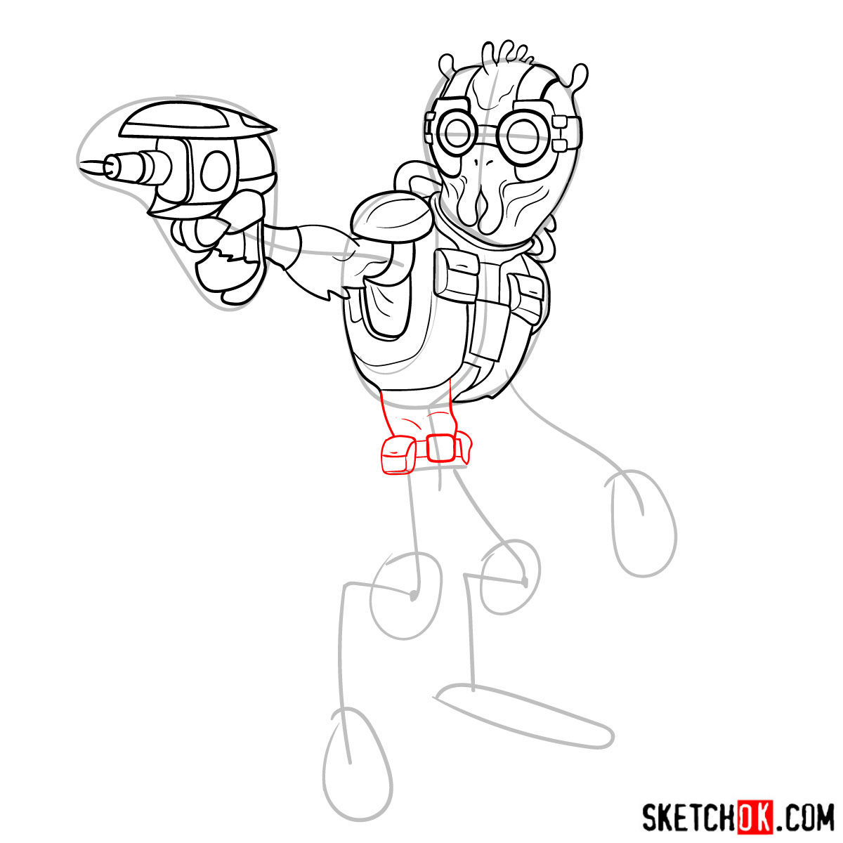 How to draw Krombopulos Michael - step 11
