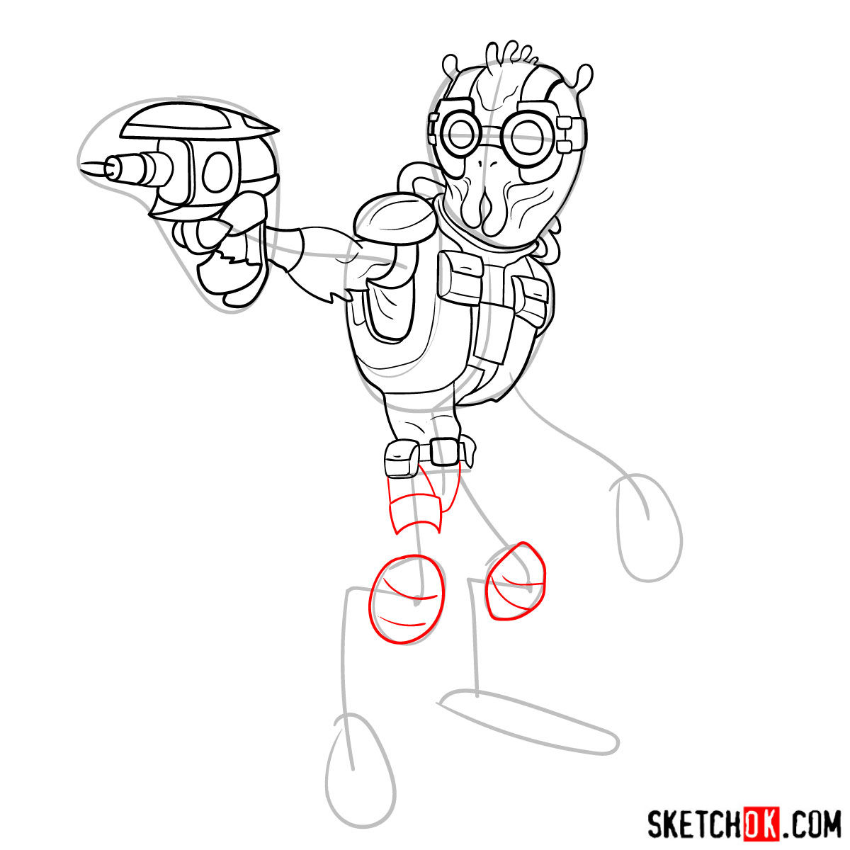 How to draw Krombopulos Michael - step 12