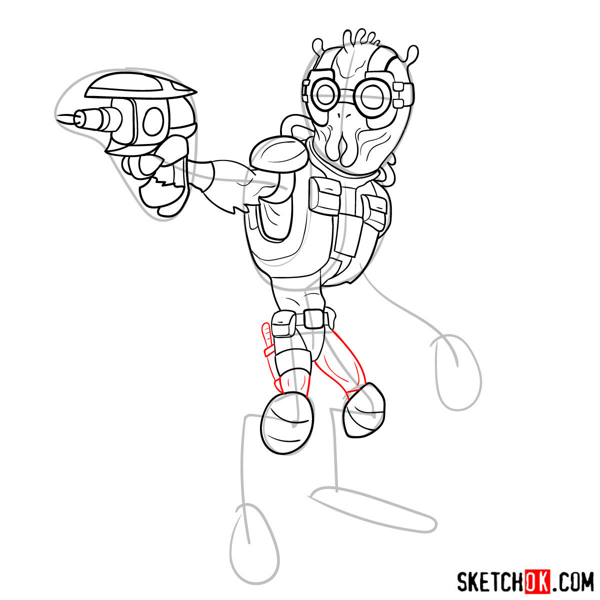 How to draw Krombopulos Michael - step 13