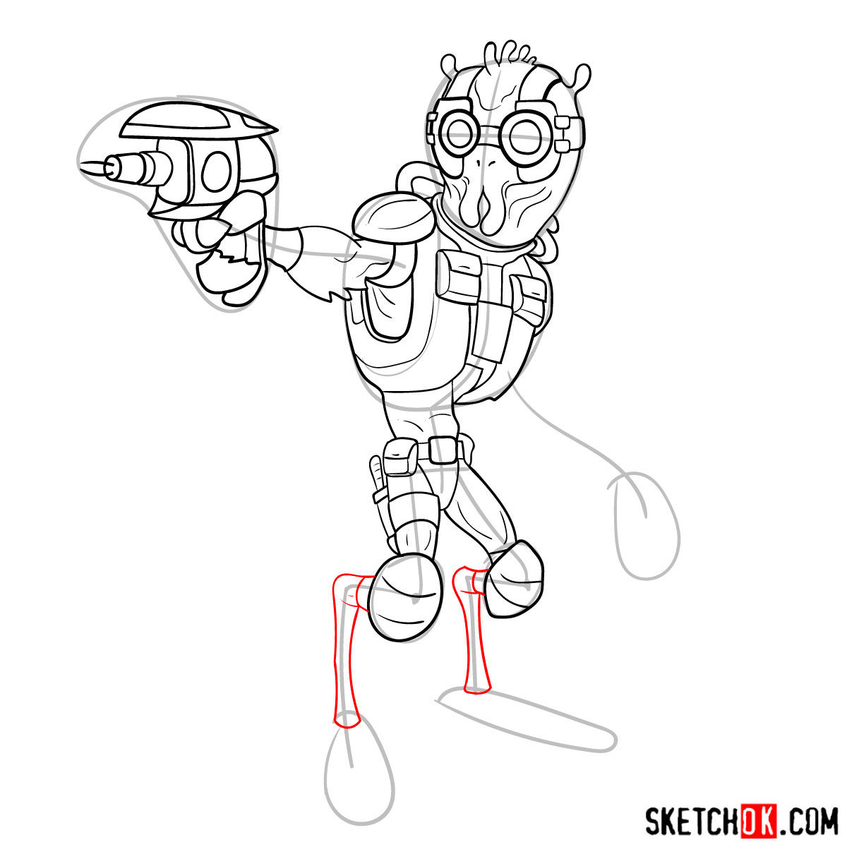 How to draw Krombopulos Michael - step 14