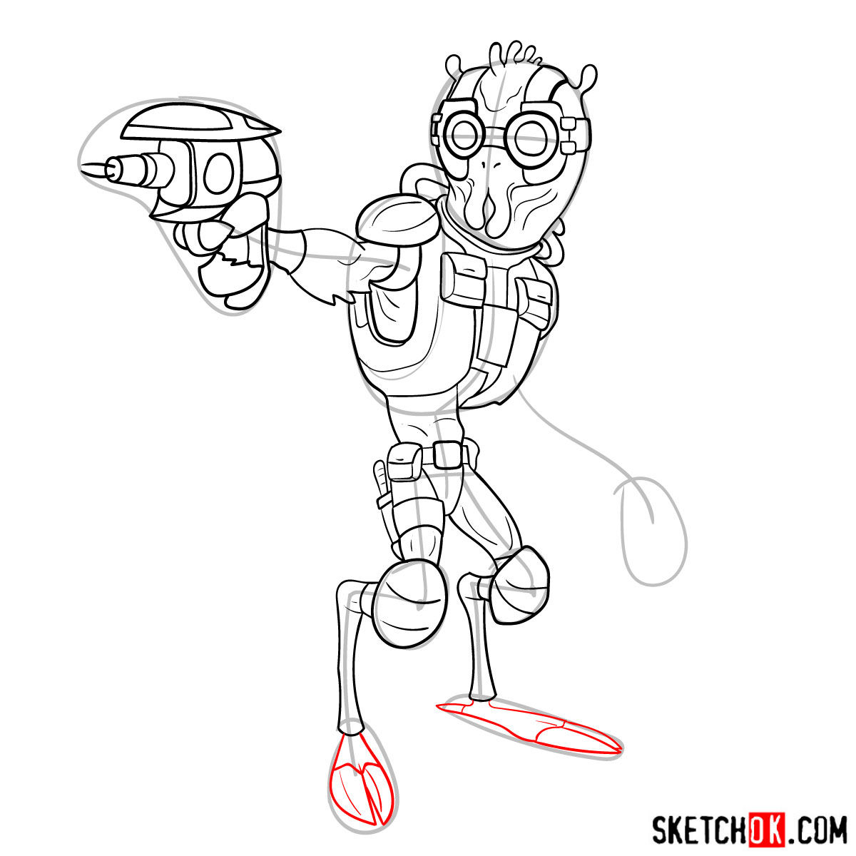 How to draw Krombopulos Michael - step 15