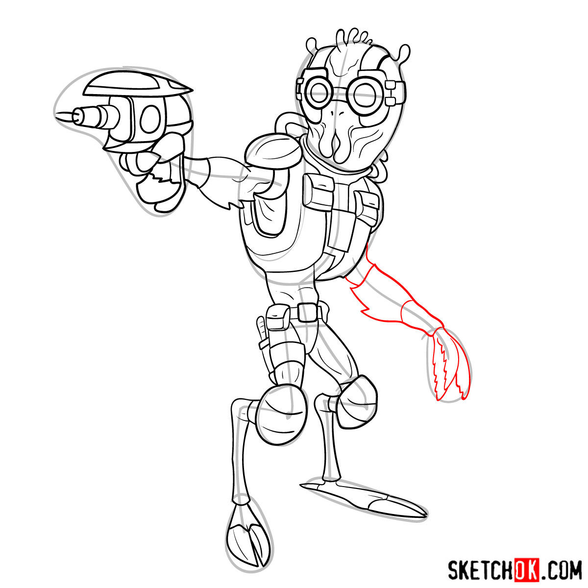 How to draw Krombopulos Michael - step 16