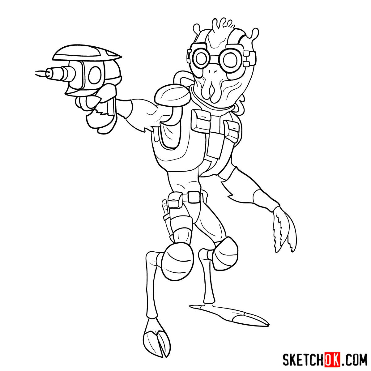 How to draw Krombopulos Michael - step 17