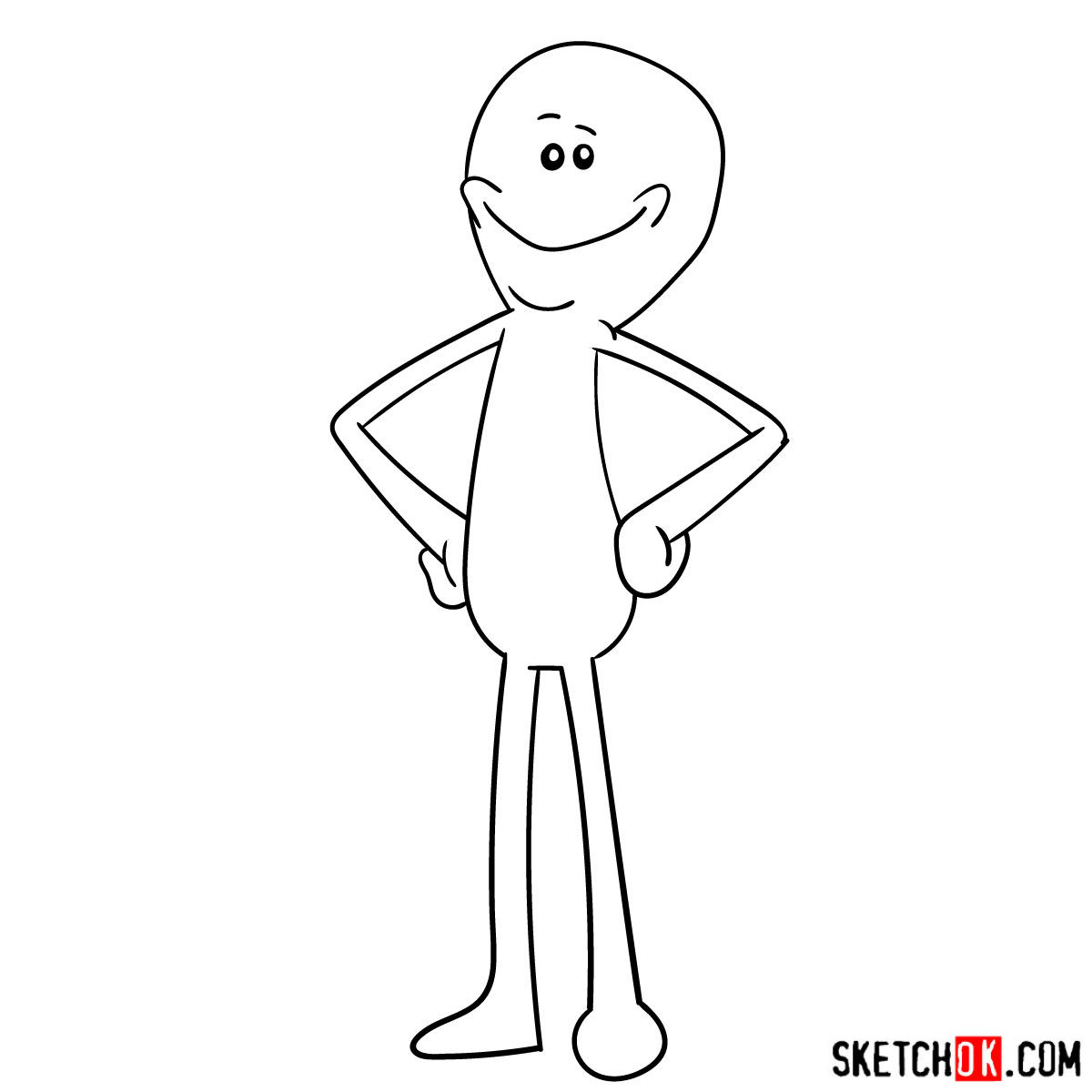 How to draw Mr. Meeseeks - Sketchok easy drawing guides. source: sketchok.c...
