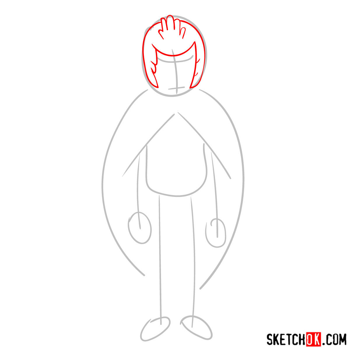 How to draw Birdperson from Rick and Morty series - step 02