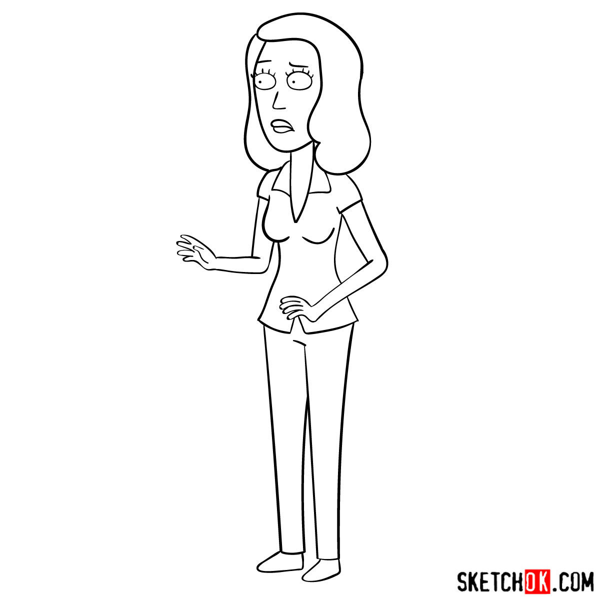 How to draw Beth Smith from Rick and Morty - step 10