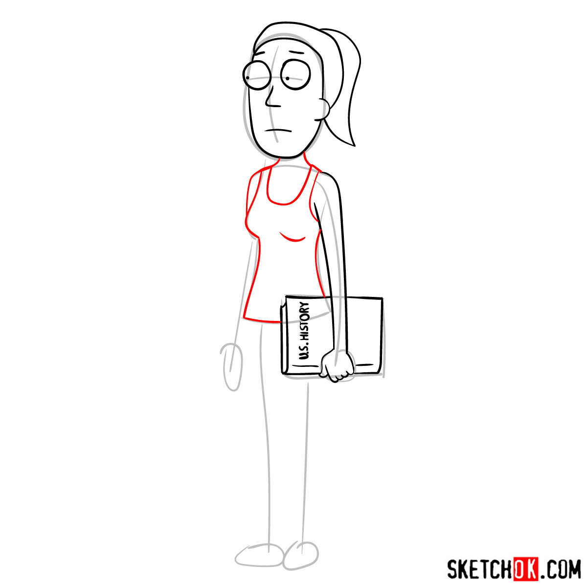 How to draw Summer Smith (Rick and Morty) - step 07