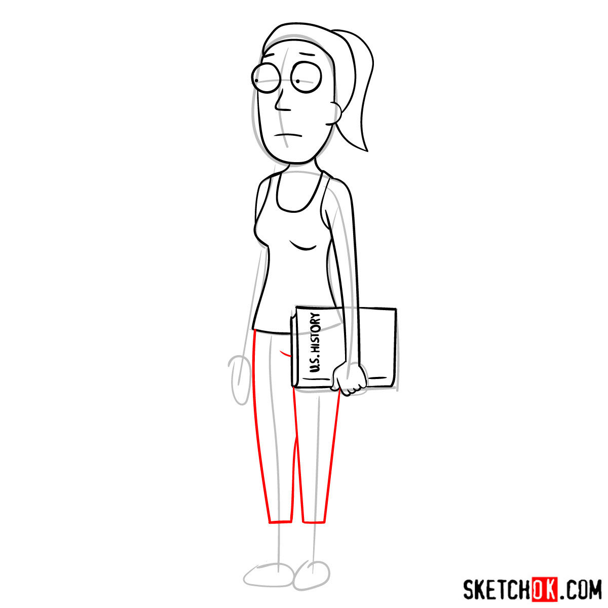 How to draw Summer Smith (Rick and Morty) - step 08