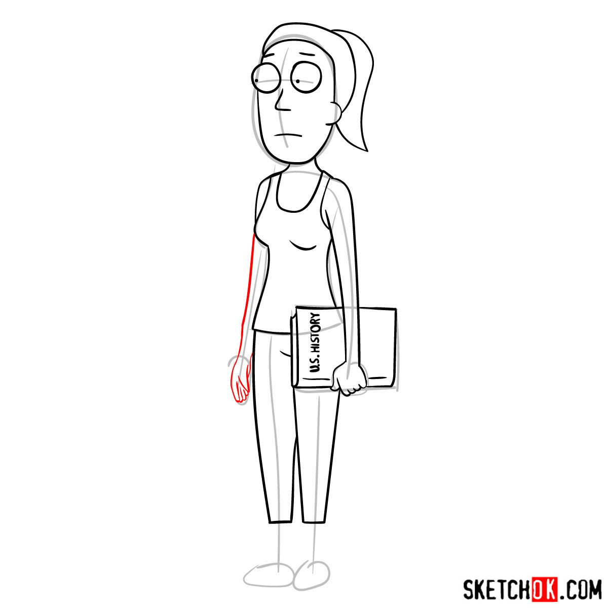How to draw Summer Smith (Rick and Morty) - step 09