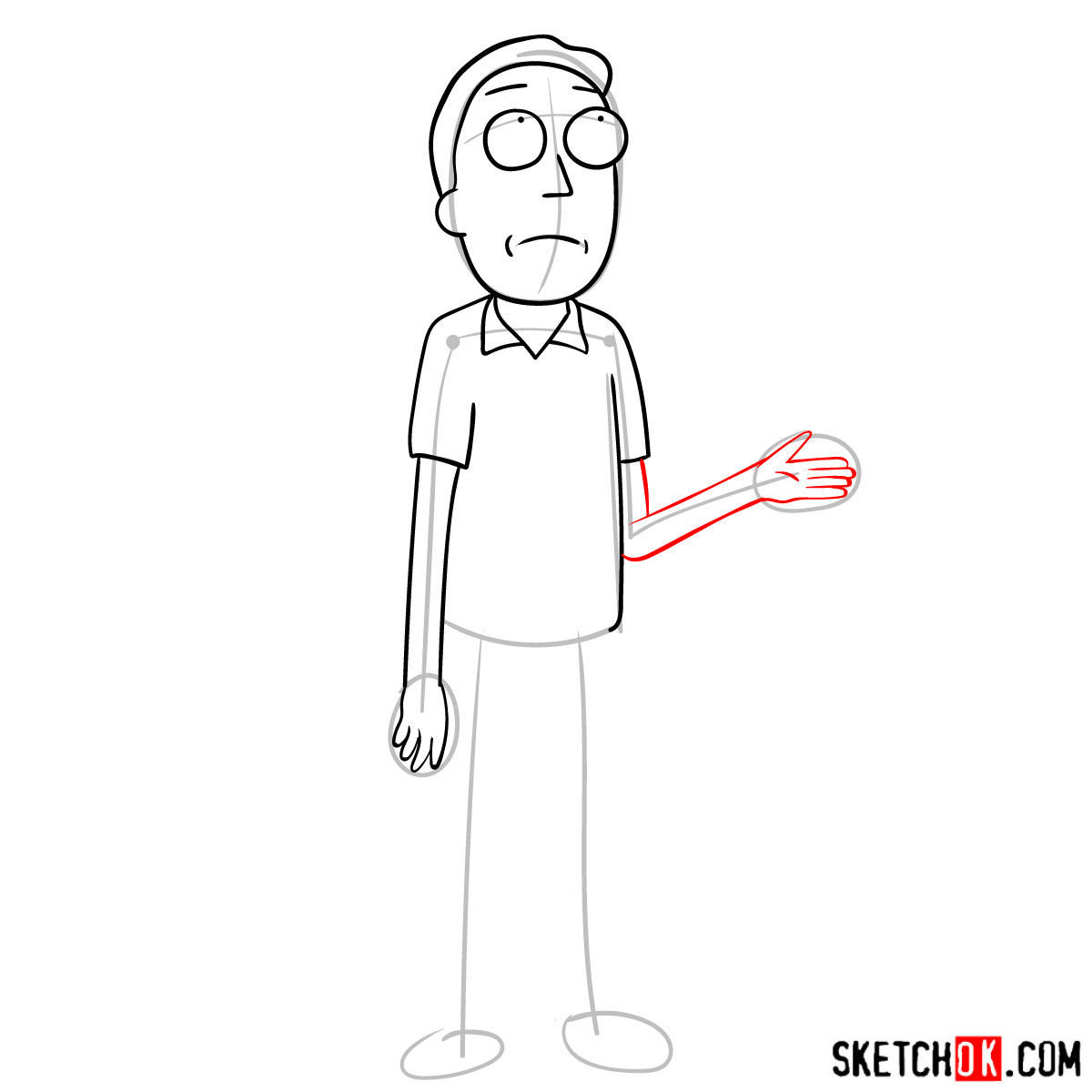 How to draw Jerry Smith, Morty's father - step 07
