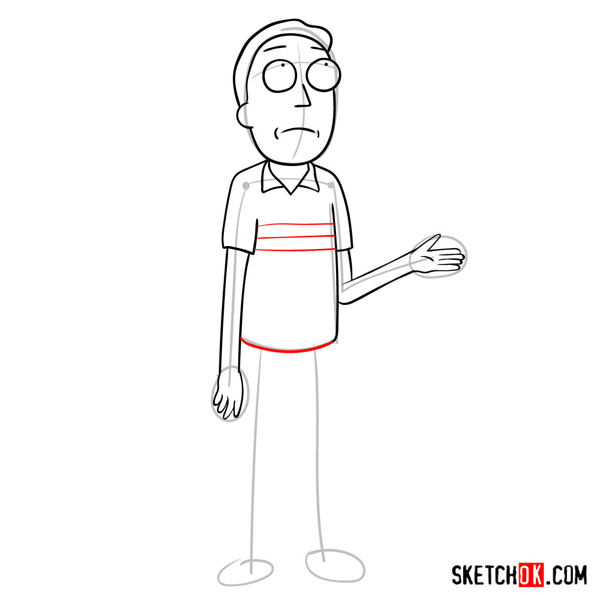How to draw Jerry Smith, Morty's father - step 08