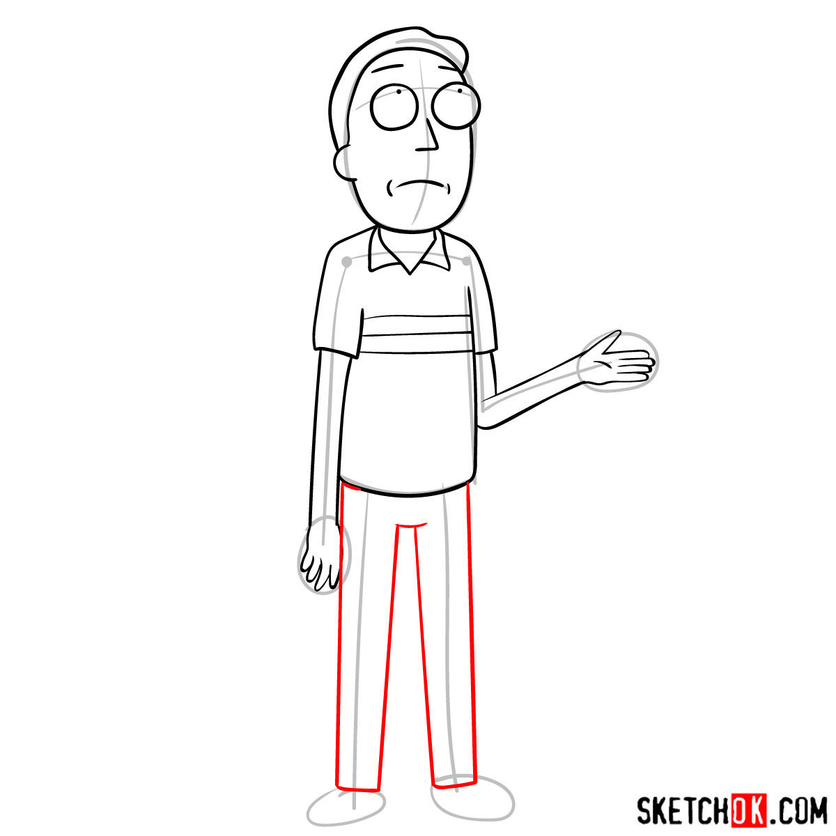 How to draw Jerry Smith, Morty's father - step 09