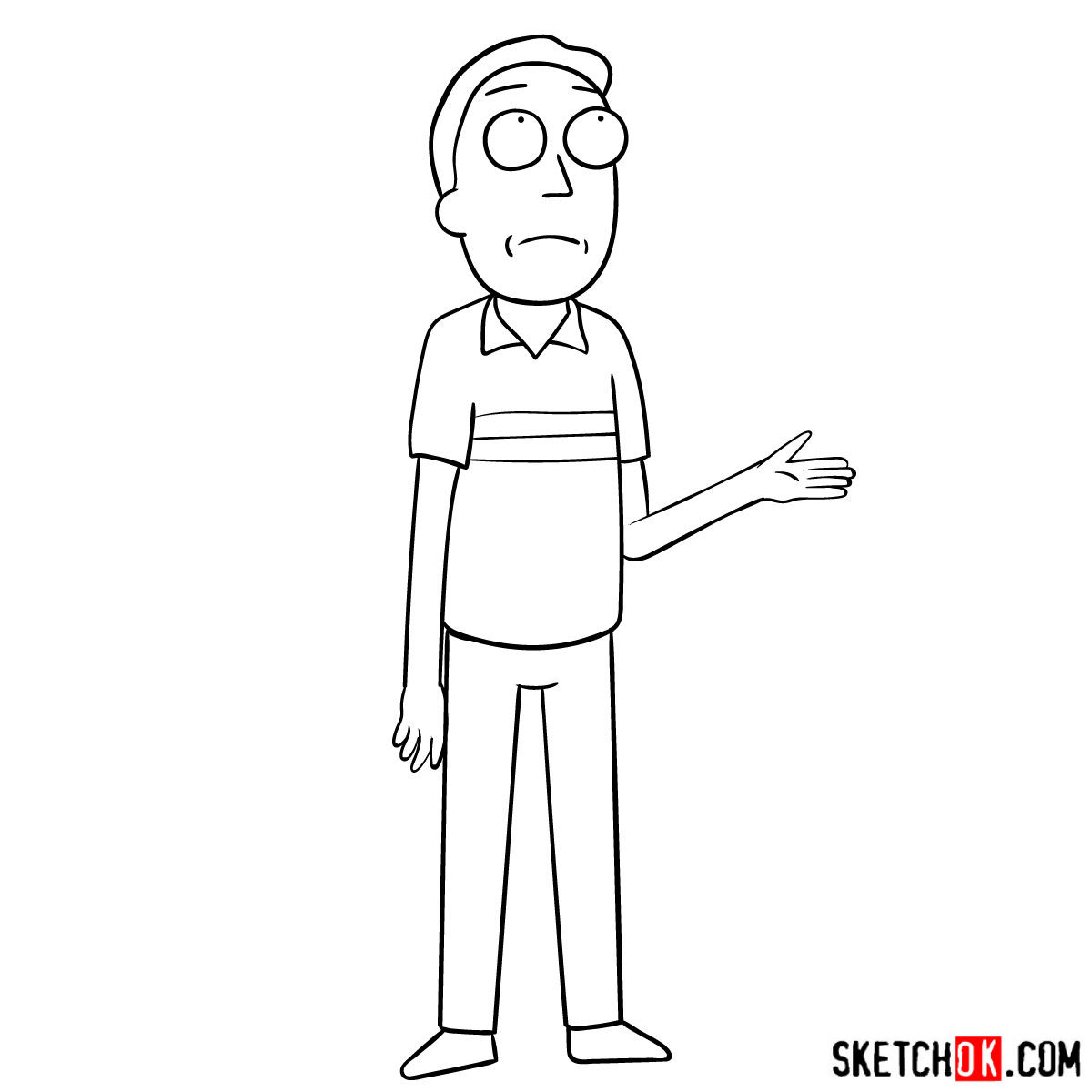 How to draw Jerry Smith, Morty's father - step 11