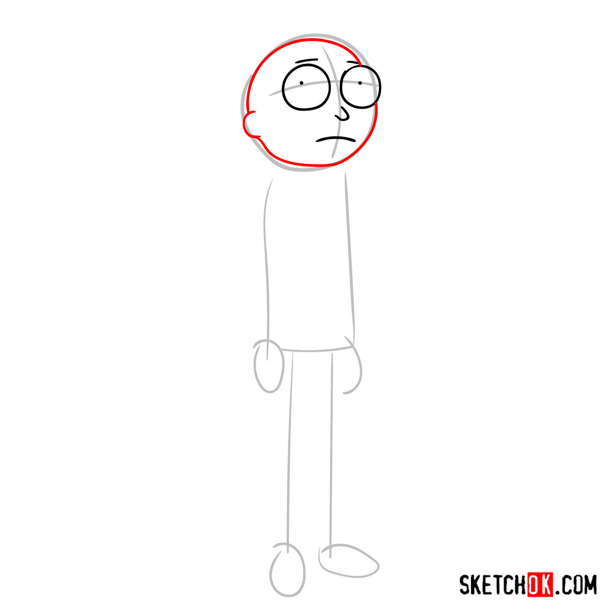 How to draw Morty Smith from Rick and Morty series - step 03