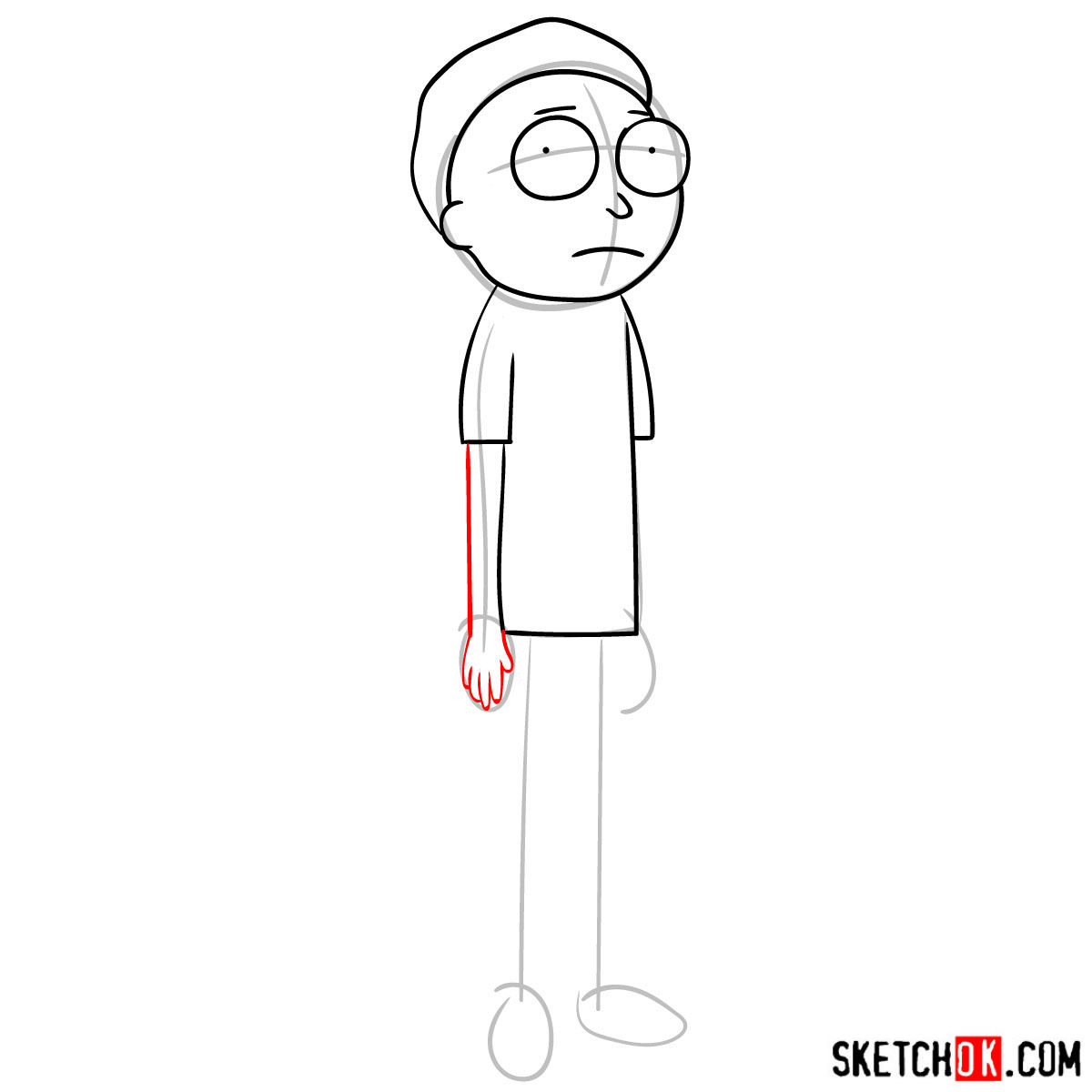 How to draw Morty Smith from Rick and Morty series - step 06