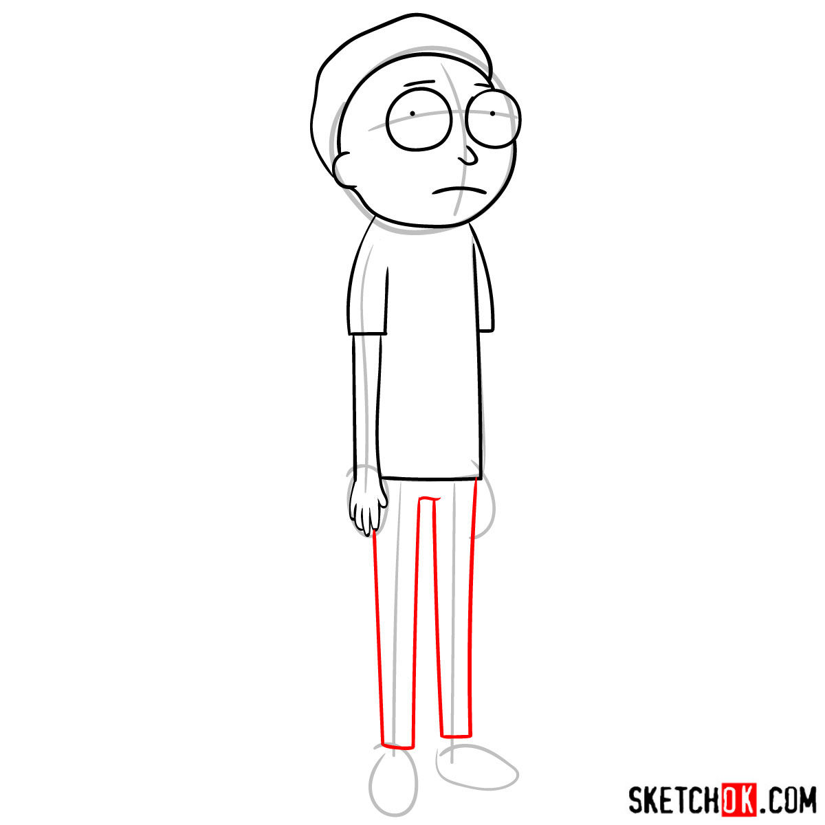 How to draw Morty Smith from Rick and Morty series - step 07