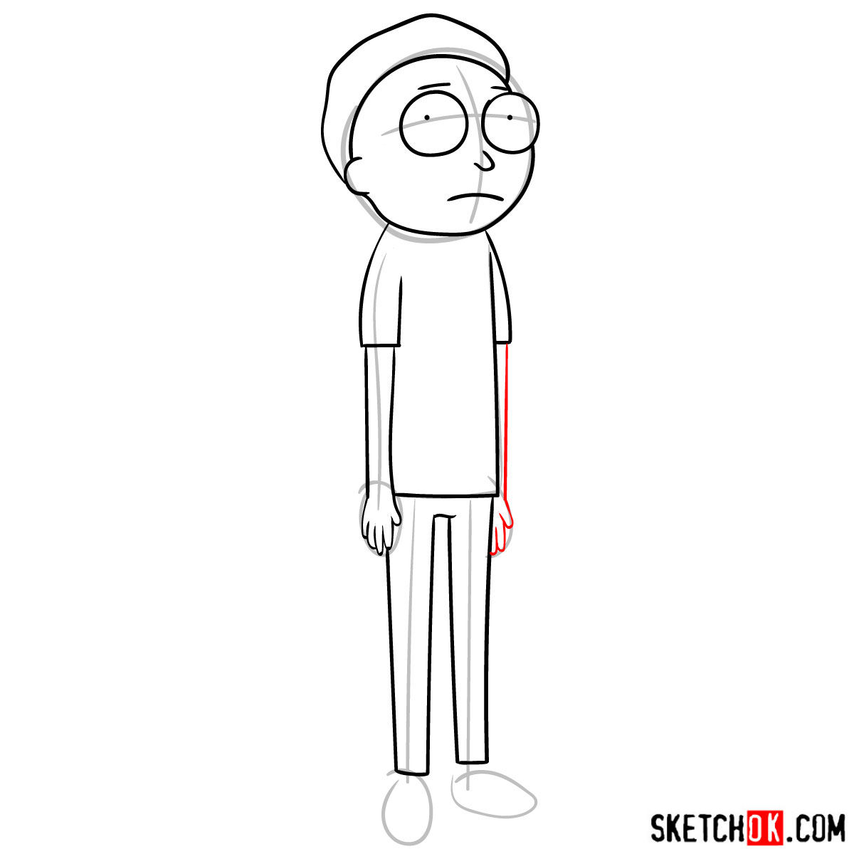 How to draw Morty Smith from Rick and Morty series - step 08