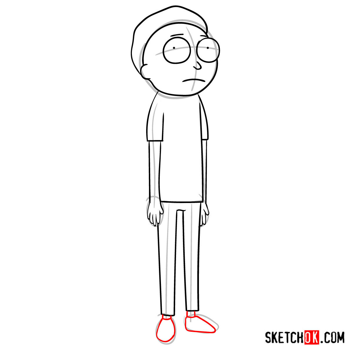 How to draw Morty Smith from Rick and Morty series - step 09
