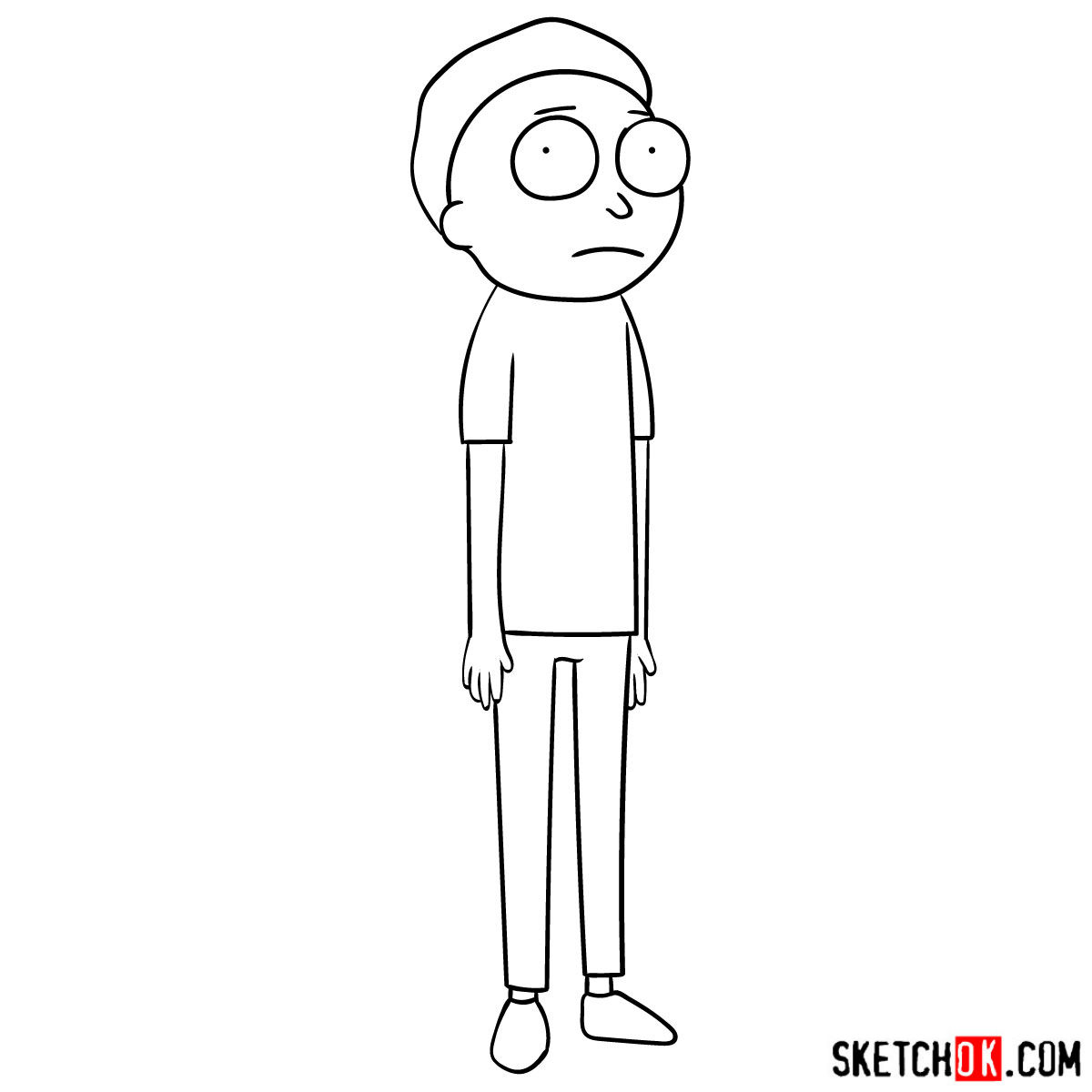 How to draw Morty Smith from Rick and Morty series - step 10