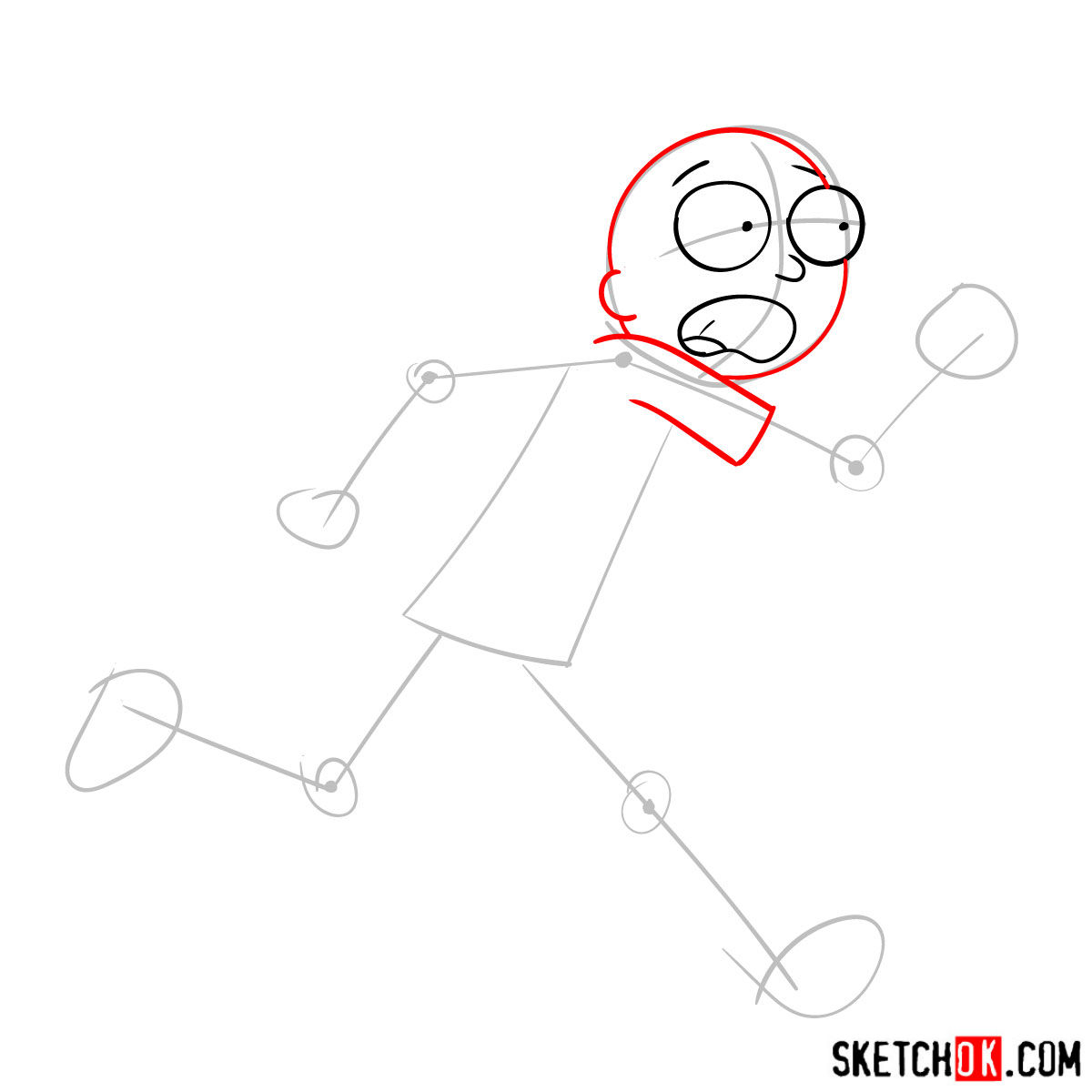 How to draw running Morty Smith - step 03