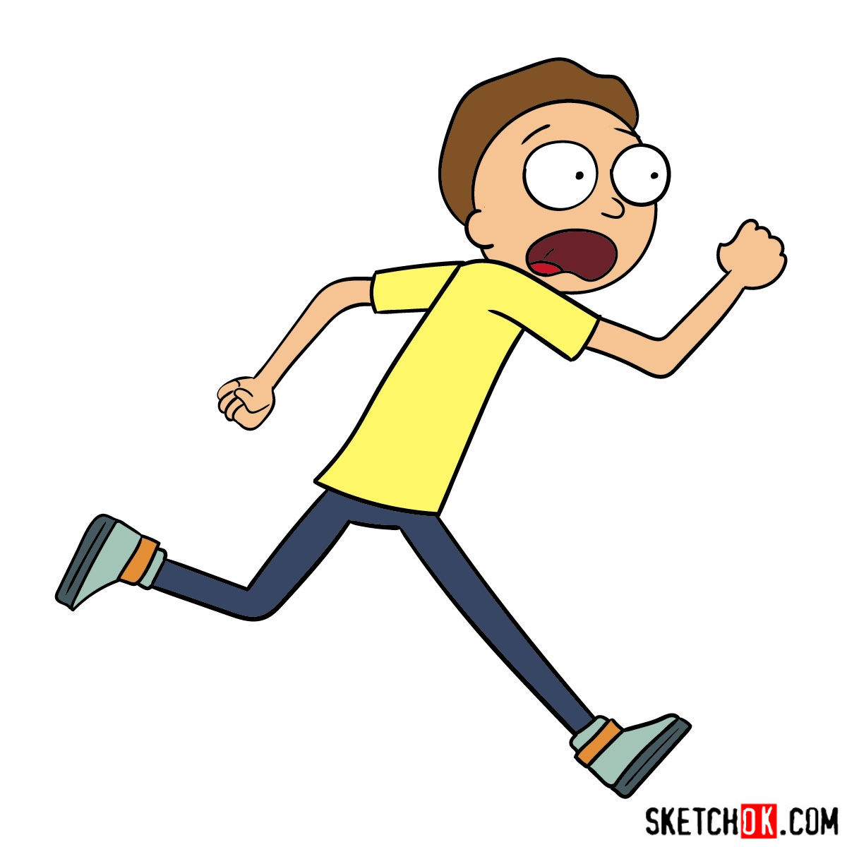 How to draw running Morty Smith (Rick and Morty) - Sketchok easy drawing  guides