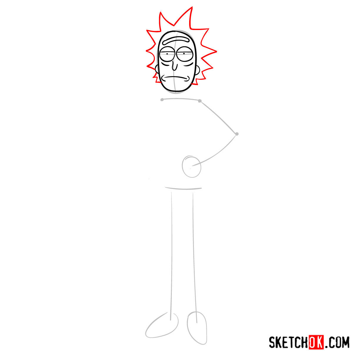 How to draw Rick Sanchez (Rick and Morty) - step 04