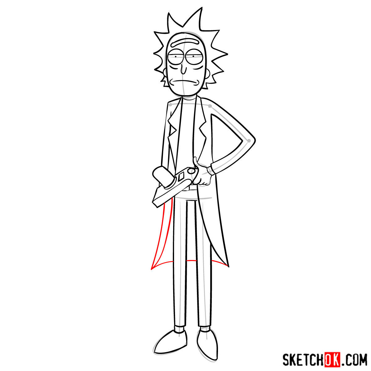 How to draw Rick Sanchez Sketchok easy drawing guides