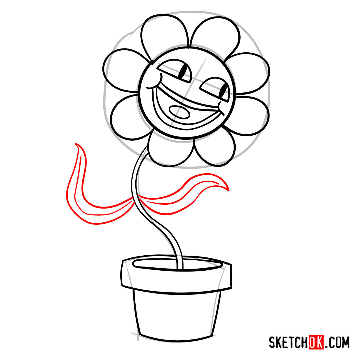 How to draw a pink flower Leslie from Gumball series - step 07